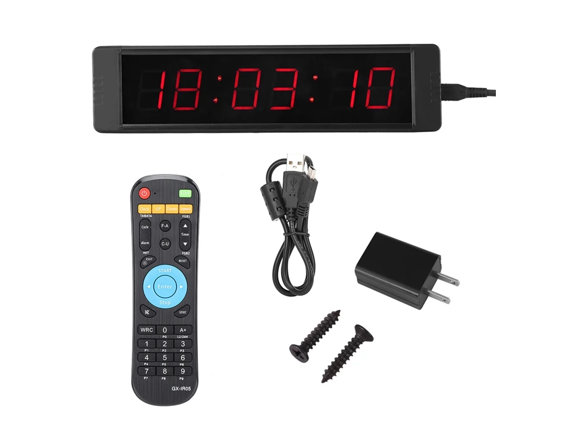 Relógio de parede LED remoto preciso para treino fitness compacto S/MARCA