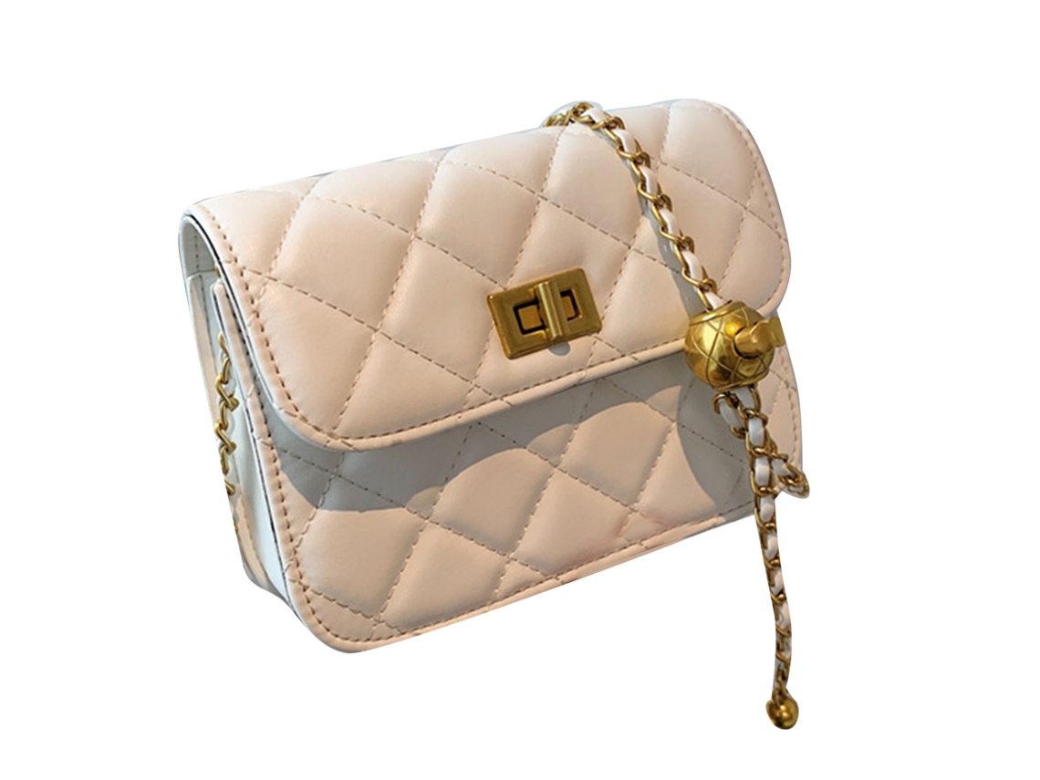 Bolso Pequeño De Hombro Para Mujer Con Correa De Cadena, Bolso De Noche Moderno Y Ligero De Piel Sintética, Blanco.