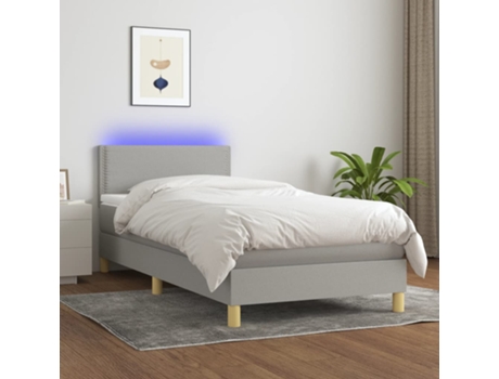 Cama con somier VIDAXL (Gris - Tela - 193 x 90 x 88 cm)