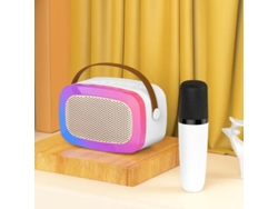 Micrófonos semi-inalámbricos profesionales con altavoz Bluetooth para juegos KTV y Koraoke - Blanco
