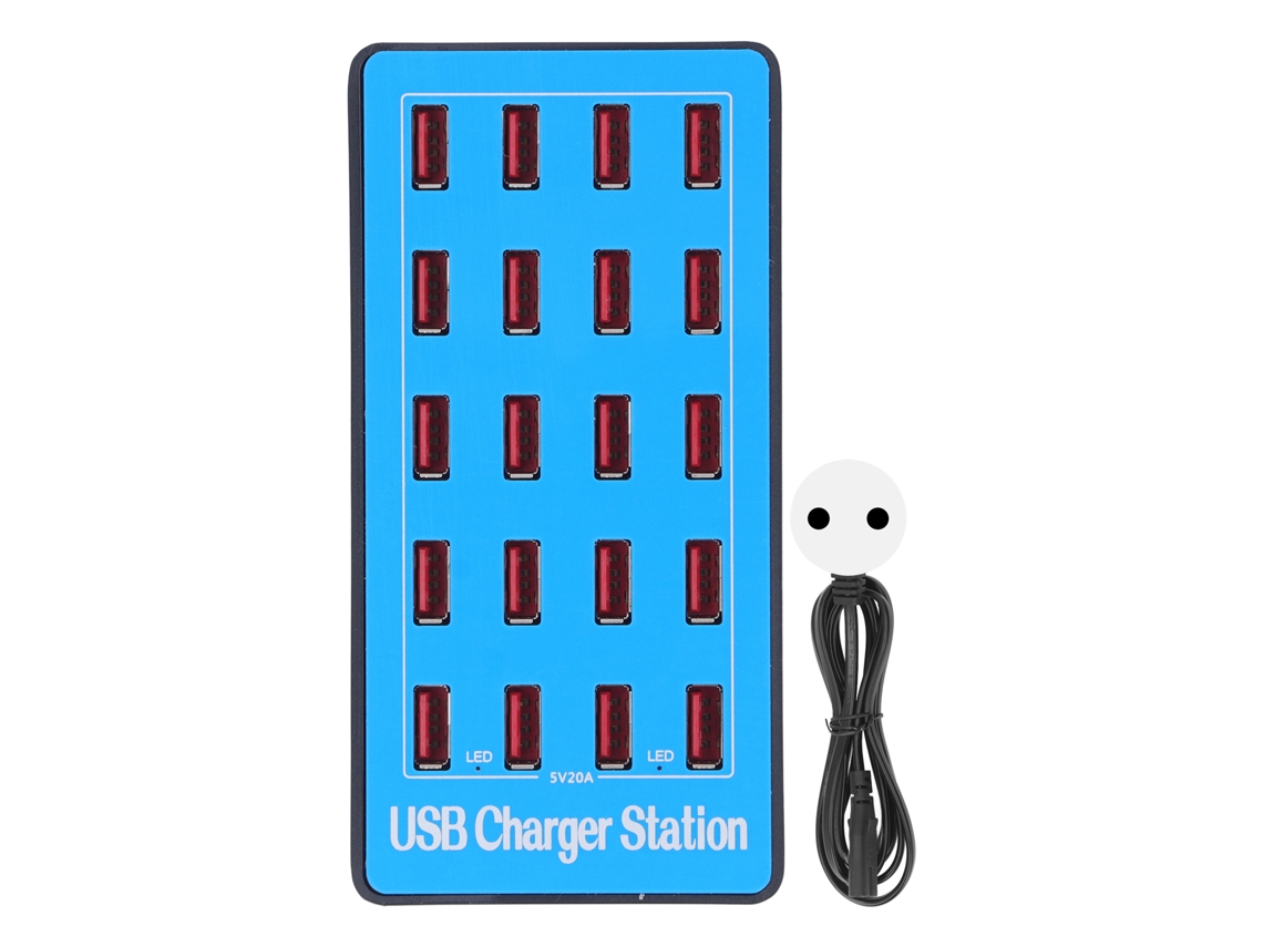 Estación De Carga Rápida Usb Con 20 Puertos De Alta Potencia Para Dispositivos Con Pantallas Led.