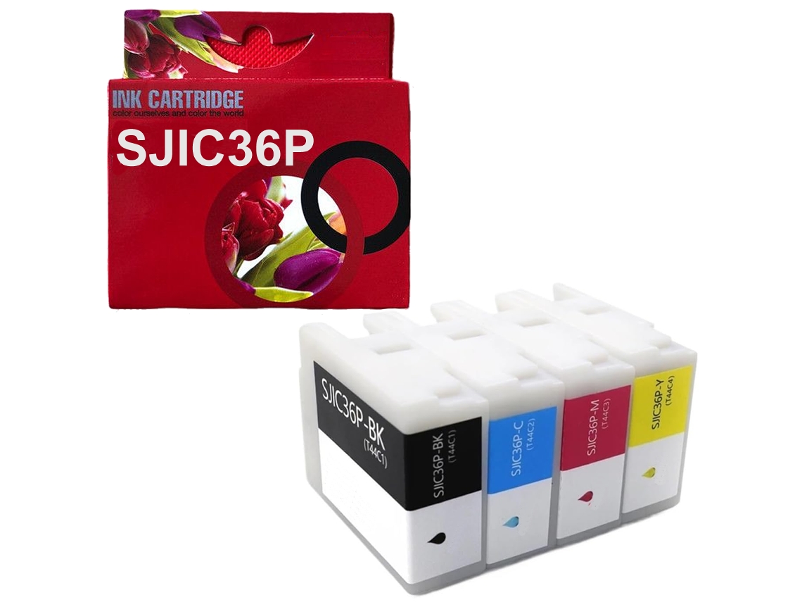Sjic36p Pack 4 Cartuchos De Tinta Pigmentada Multicolor Compatible Con Epson C13t44c140 C13t44c240 C13t44c340 C13t44c440