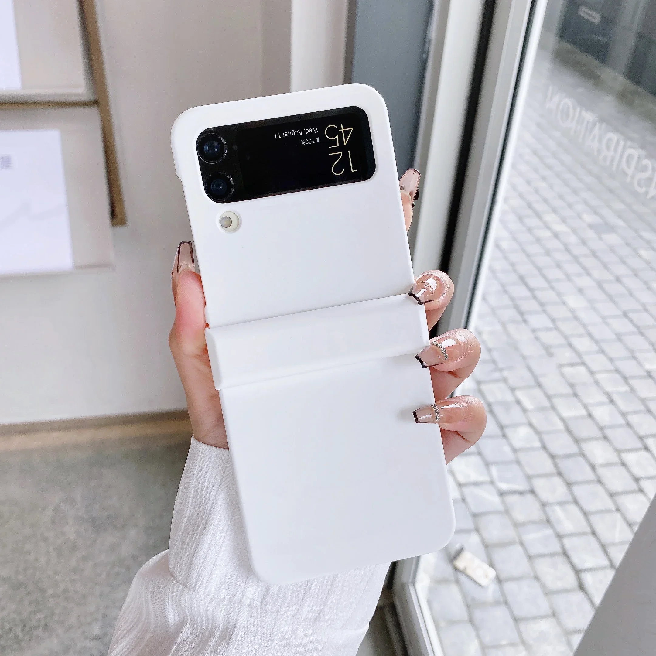 (blanco, Galaxy Z Flip4) Funda Plegable Ultradelgada Y Rígida Para Teléfono, A Prueba De Golpes, Agradable Al Tacto Y Altamente Protectora.