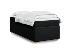 Cama Box Spring Con Colchón Tela Negro 80x200 Cm