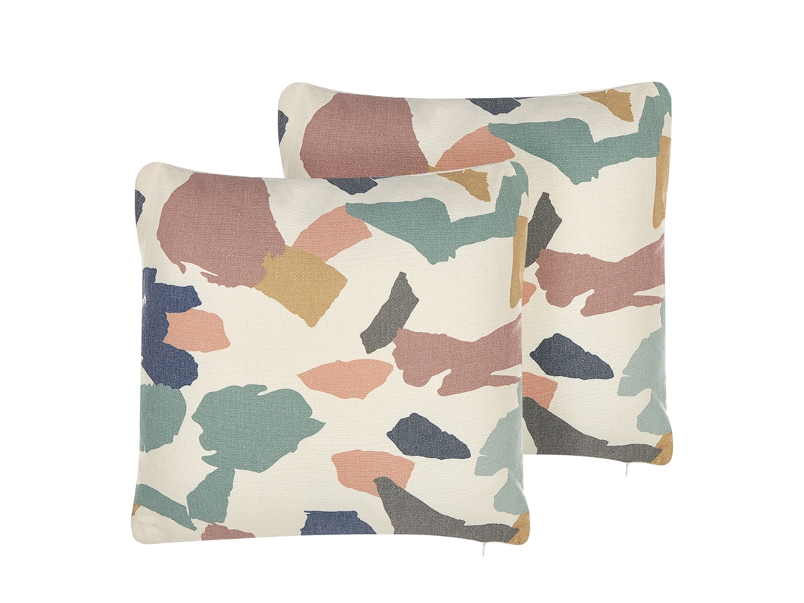 Juego de cojines decorativos BELIANI Fothergilla de Poliéster, Algodón Multicolor 45x45x10