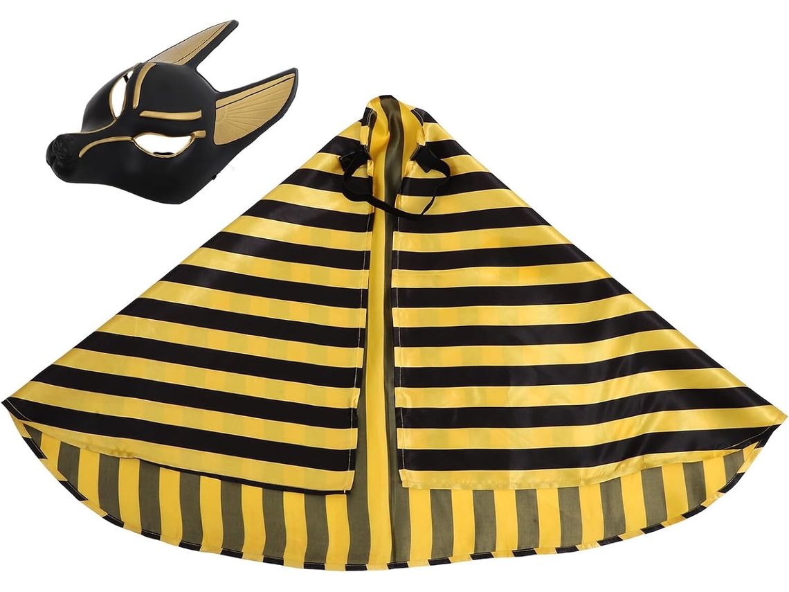 Máscara Anúbis Para Halloween Com Lenço Retrô, Ideal Para Cosplay Adulto, Carnaval, Festa À Fantasia e Baile de Máscaras.