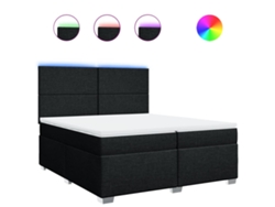 Maison Exclusive - Cama Box Spring Con Colchón Tela Negro 200x200 Cm