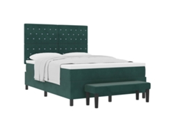 Maison Exclusive - Cama Tipo Box Spring Verde Oscuro 140 X 190 Cm Terciopelo