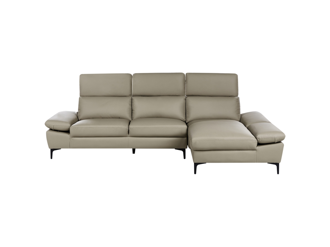 Sofá esquinero Farila de Beliani en piel beige 219x173x100