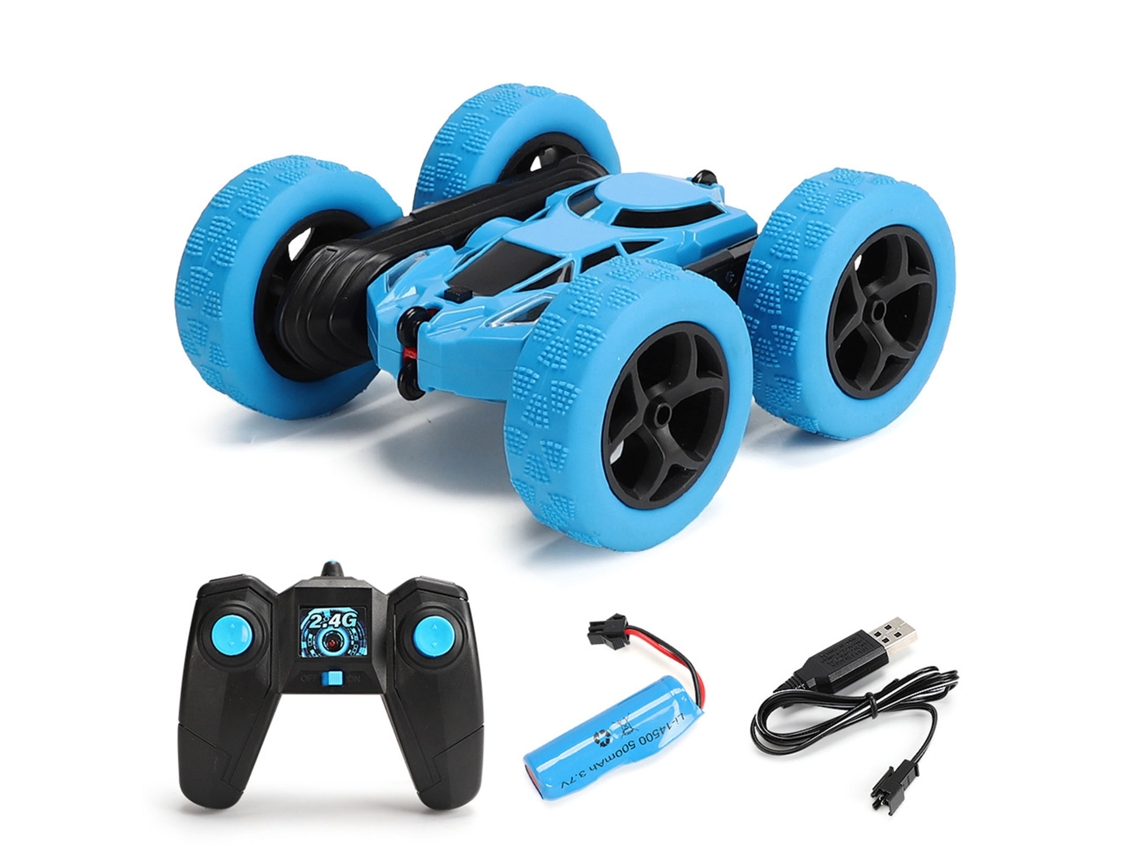 Carro De Stunt Rc Controle Remoto 360° Flip Luzes Bicolor 50m 2.4ghz Azul