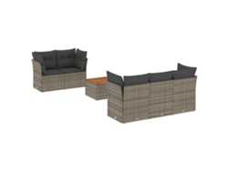 Maison Exclusive - Set De Muebles De Jardín 6 Pzas Y Cojines Ratán Sintético Gris