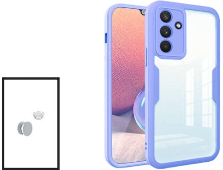 Kit Carcasa 360° Protección Frente y Verso + 1 HandHolder + 1 Soporte Samsung Galaxy M52 5G GIFT4ME Morado