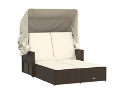 Tumbona doble con dosel y cojines, mimbre, patas marrones, EXCLUSIVA MAISON (sin dimensiones)