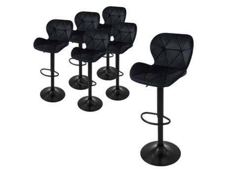Juego de 6 taburetes de bar regulables en altura taburete giratorio bistro tabur