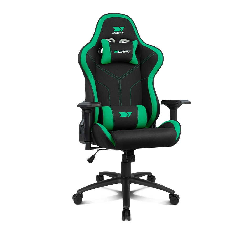Silla Gaming DRIFT DR110 (Hasta 150 kg - Elevador a Gas Clase 4 - Negro y Verde)
