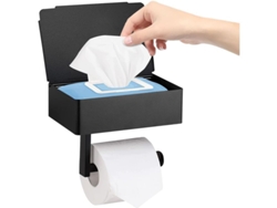 2026-portae Rollos De Papel Higiénico De Acero Inoxidable Negro Mate Con Caja De Toallitas Humedas Y Bandeja Superior, Montaje En Pared