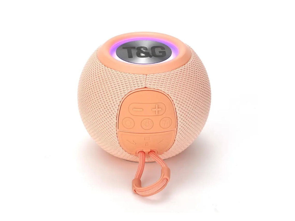 Altavoz Bluetooth portátil con luz LED, resistente al agua IPX7, compatible con AUX, FM y tarjeta TF. Mdug (naranja claro)