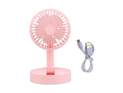 Ventilador De Escritorio Plegable Con 3 Velocidades, Recargable, Alto Flujo De Aire, Rosa.