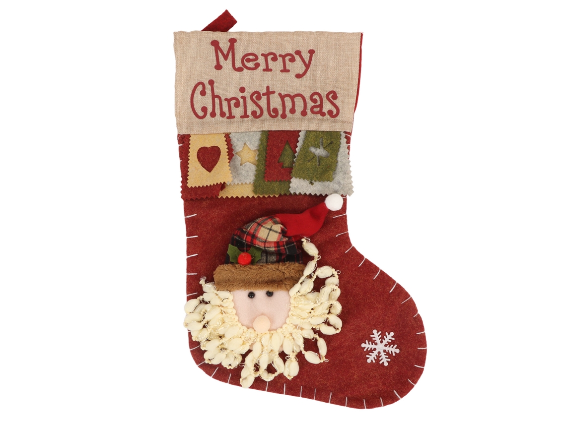 Calcetín navideño de tela no tejida con anilla resistente para la decoración de fiestas familiares.