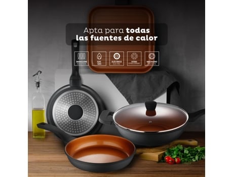 Sartén SAN IGNACIO Bronce Negro Aluminio (Ø 24 cm - Bronce)