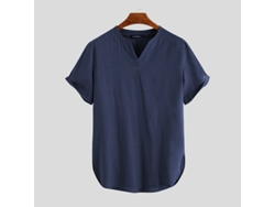 Blanco Lino Camiseta Manga Corta Hombre Verano Fresca Cómoda Holgada Actividades Aire Libre Senderismo Vacaciones