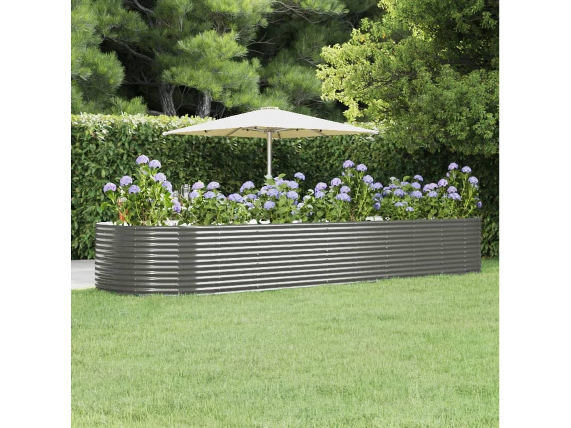 Jardín Elevado/Plantador de Acero con Revestimiento en Polvo Gris 447X140X68 cm
