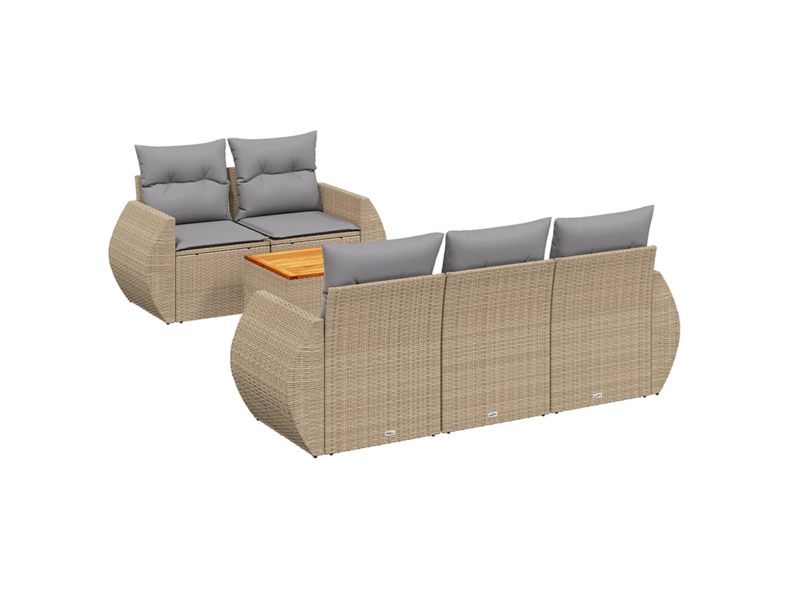 Conjunto de 6 sofás de jardín con cojines de mimbre beige MAISON EXCLUSIVE (80x200 cm)
