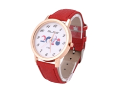 Reloj Analógico De Cuarzo Con Correa De Pu/aleación, Estilo Casual Elegante, Correa De Pu Roja.