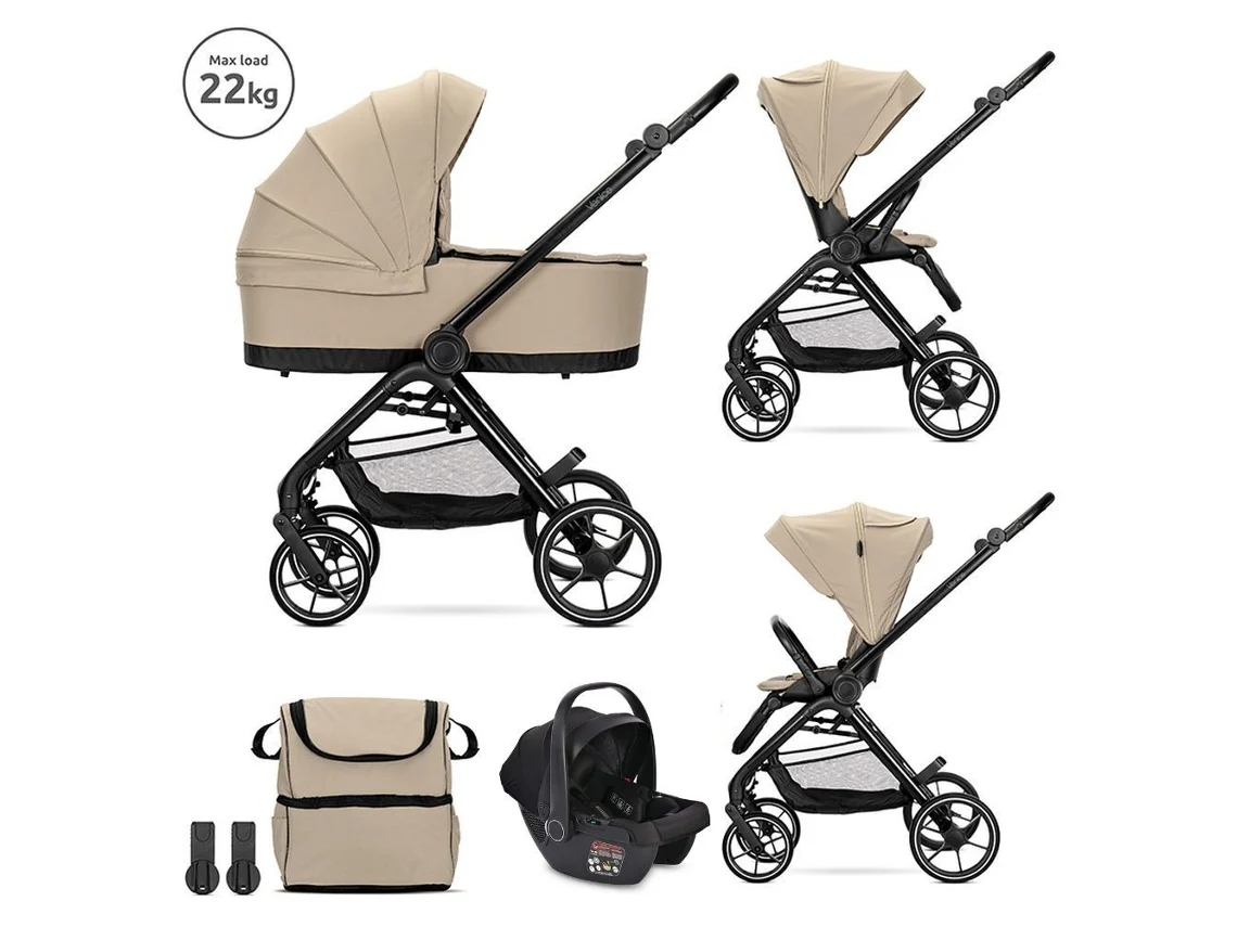 Cochecito Venice Trio beige con asiento de coche Aria Luxe tamaño I de Lorelli