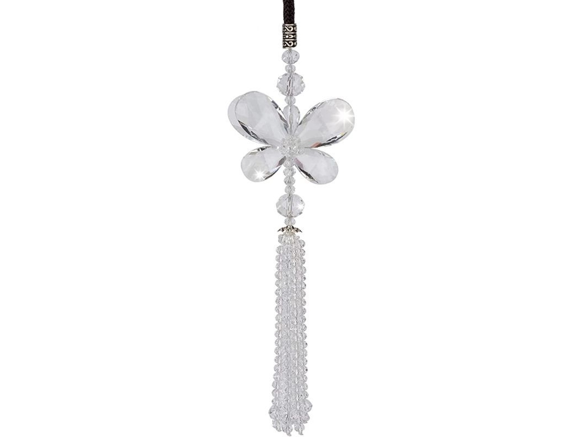 Accesorio para espejo retrovisor de coche: adorno de mariposa de cristal, amuleto de la suerte, regalo para el interior del vehículo (universal)