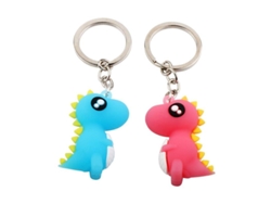 2 Llaveros De Dinosaurios, Llaveros De Silicona Elegantes Y Bonitos, Dos En Azul Y Rosa.