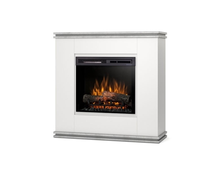 Chimenea LED eléctrica independiente VENA 28' Blanco mate / Cemento 103 x 100 x 35.4 OUTINFIRE