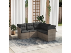 Conjunto de sofá de jardín de 5 piezas con cojines, ratán gris, DKD Home Decor