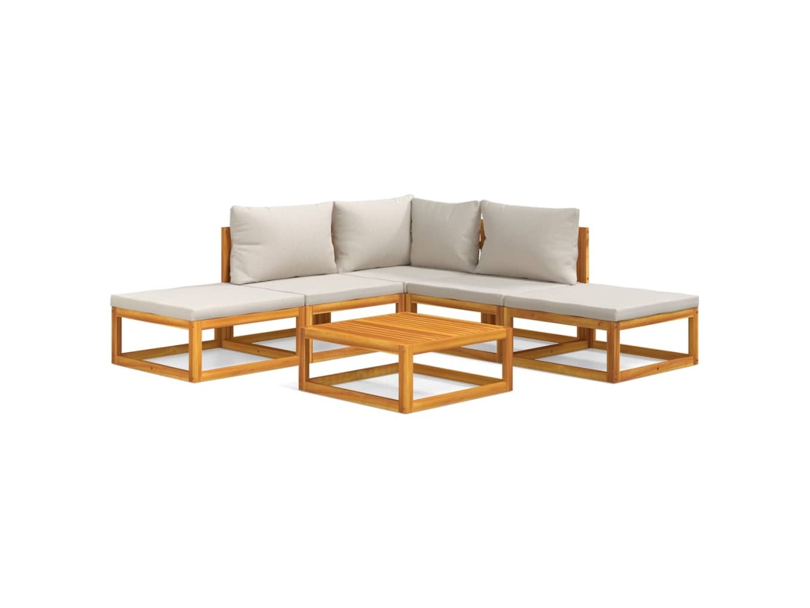 Maison Exclusive - Set Muebles De Jardín 6 Pzas Madera Maciza Y Cojines Gris Claro