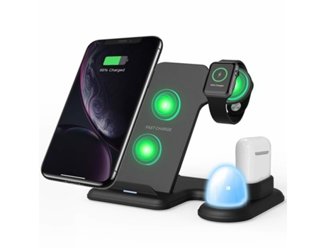 Estación de Carga Sem Rápido Certificado Qi para Apple RADIODDITY Negro