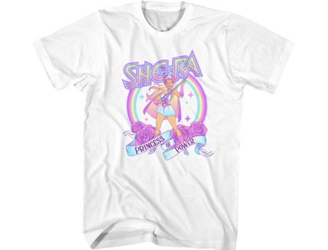 Camisetas Unisex DEEPSTONE Rainbow She-Ra Masters of the Universe Blanco (XL)
