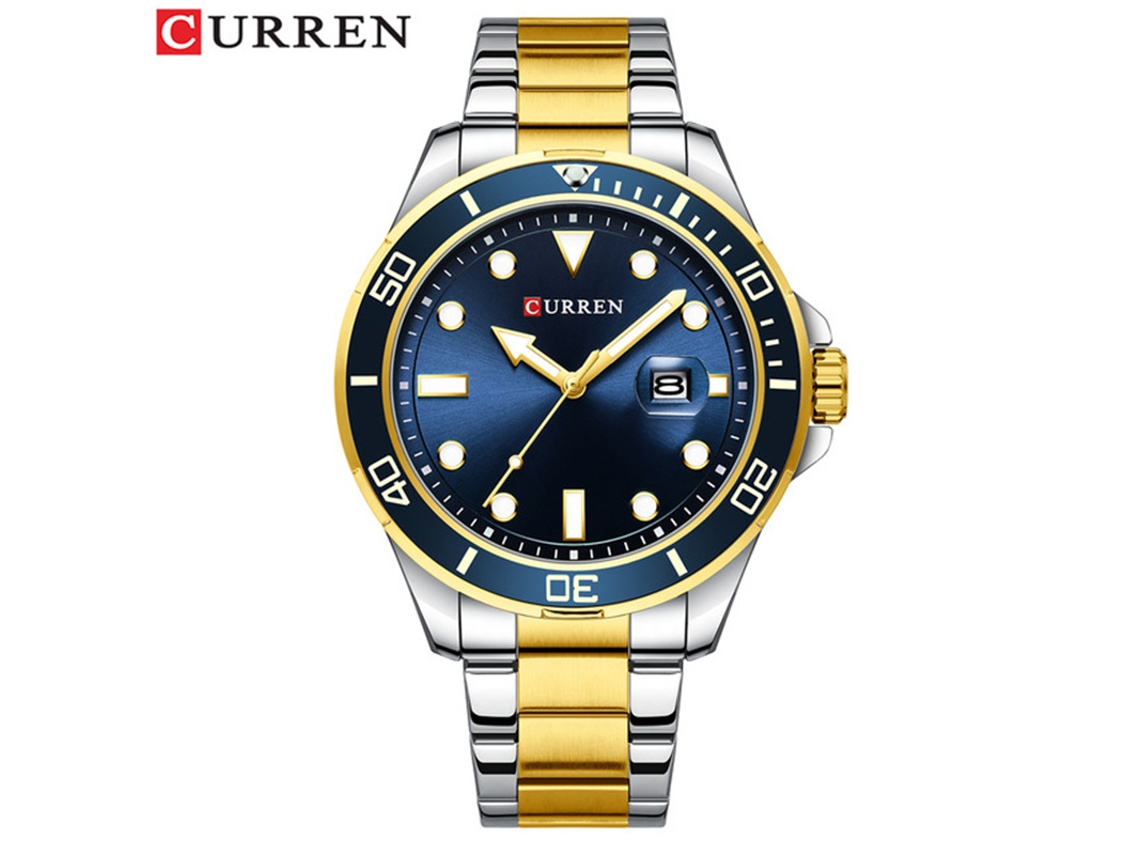 Reloj De Cuarzo De Moda Para Hombre (dos Tonos Azules), Fecha Luminosa, Correa De Acero Inoxidable, Reloj De Pulsera Para Negocios.