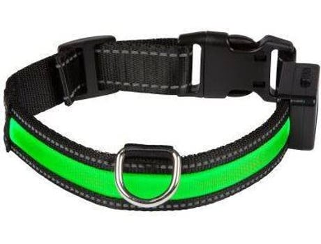 Collar Para Perros eyenimal con luz y recargable verde 3750cm nylon porte grande