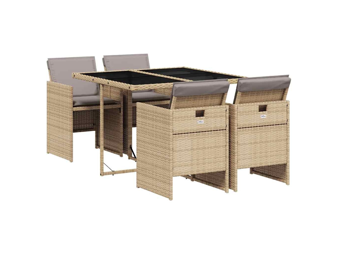 Maison Exclusive - Set Comedor De Jardín 5 Pzas Con Cojines Ratán Sintético Beige