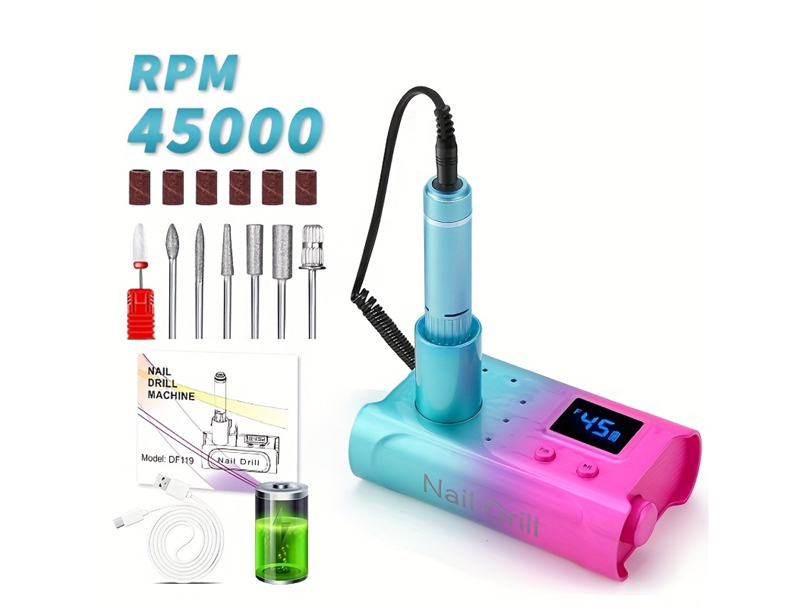 Conjunto Manicura/pedicura Eifson Lima Eléctrica 45000rpm Base Cargadora (rojo-verde Degradado)