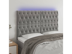 Cabecero Con Luces Led Terciopelo Gris Claro 160x7x118/128 Cm