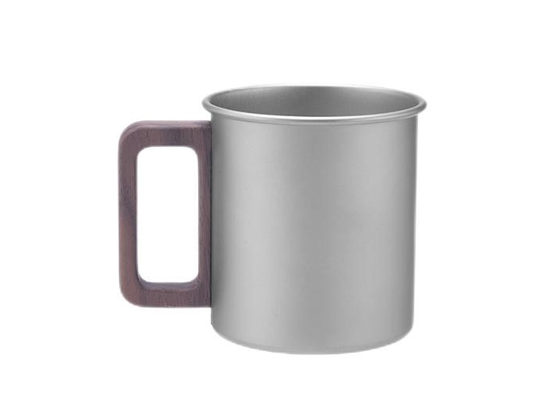 Taza De Camping De Titanio Puro Con Asa De Madera, Gran Capacidad, Portátil Para Uso En Exteriores.