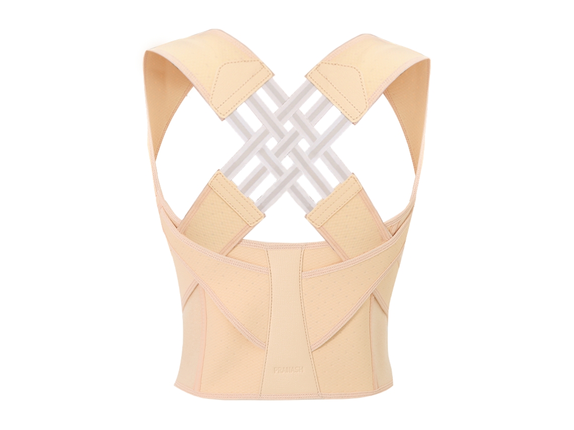 (Tono de piel M) Corrector de postura lumbar totalmente extensible y ajustable, fabricado en fibra de poliéster.