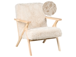 Poltrona Beliani Kisa De Pelo Sintético Creme 74x80x84