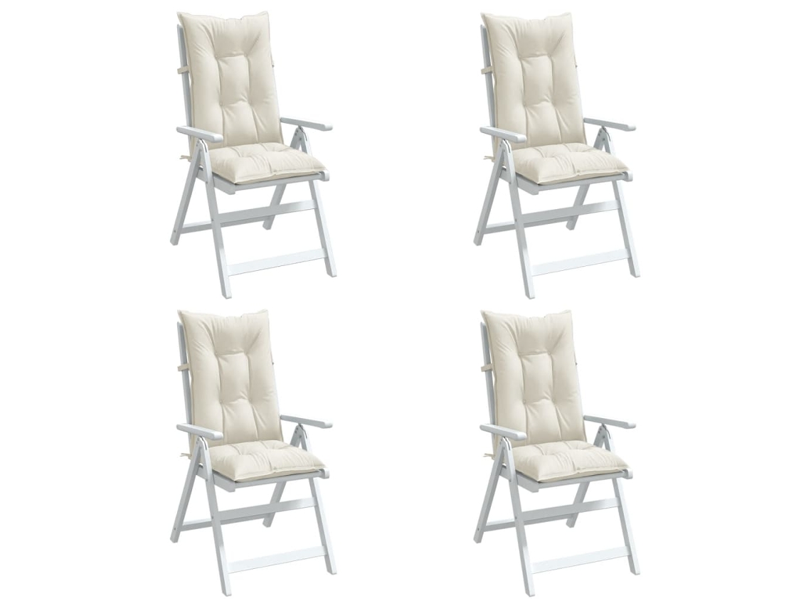Cojines Silla Respaldo Alto 4 Uds Tela Crema Melange 120x50x7cm
