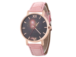 Reloj De Pulsera Analógico De Cuarzo De Aleación Con Esfera Redonda Para Hombre Y Mujer, Color Rosa.