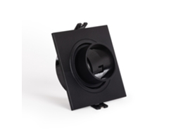 Marco cuadrado inclinable para downlight de bajo consumo para lámpara LED GU10/GU5.3, corte Ø75 mm, Suefix negro, Ledkia