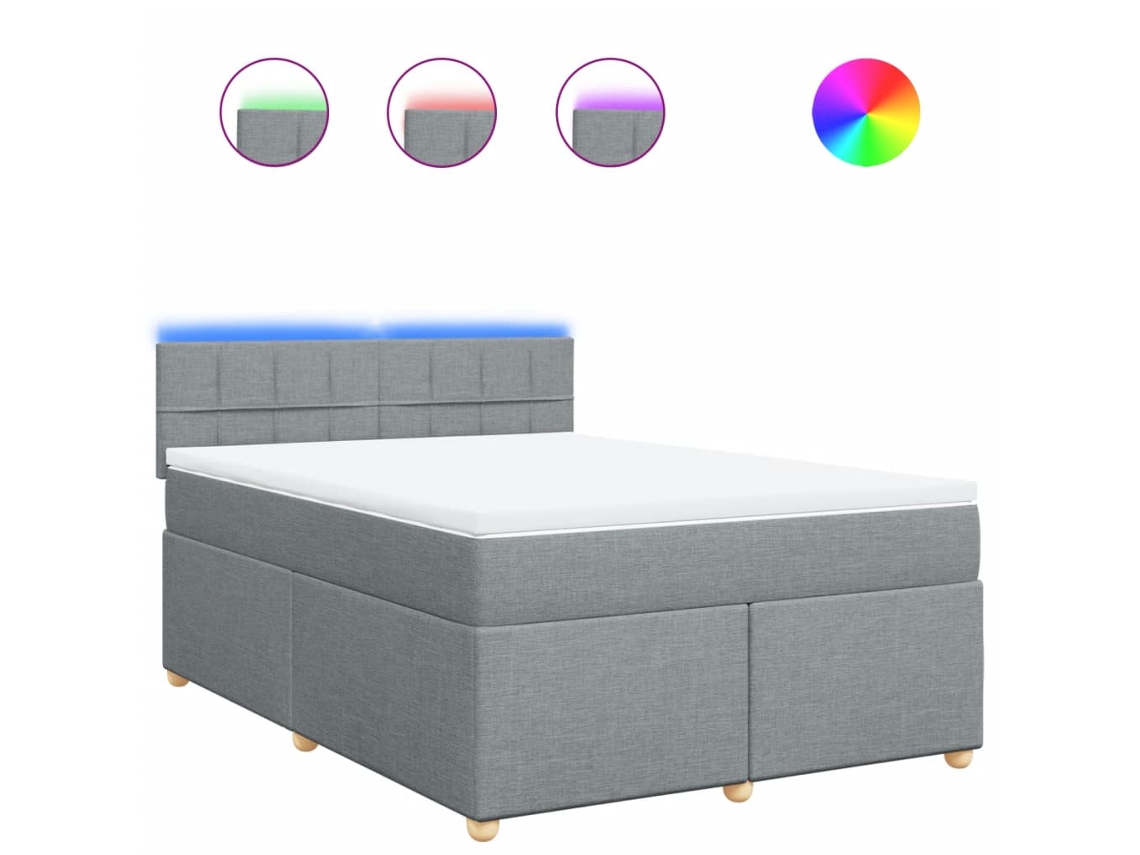 Maison Exclusive - Cama Box Spring Con Colchón Tela Gris Claro 140x190 Cm