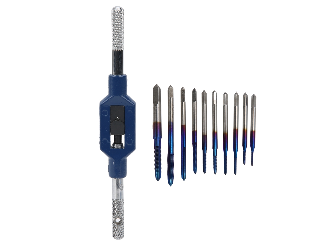 Kit de roscado con broca de acero de tungsteno con revestimiento azul para manipulación y mecanizado - Suministros industriales