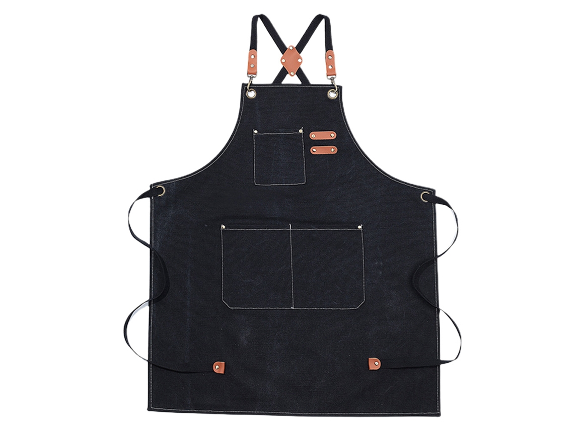 Delantal De Algodón Con Espalda Cruzada Para Hombre Y Mujer, Con Bolsillo Grande, Ajustable, Aproximadamente 75x68 Cm